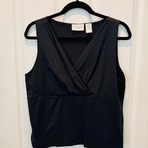 Worthington stretch Black sleeveless blouse top XL